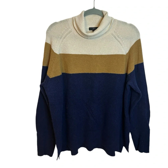 J.Crew Colorblock Wool Alpaca Turtleneck Sweater - Picture 1 of 5